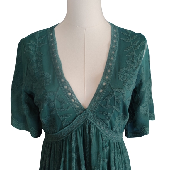 Blush Teal Maxi Dress with Embroidered Details - Picture 2 of 8